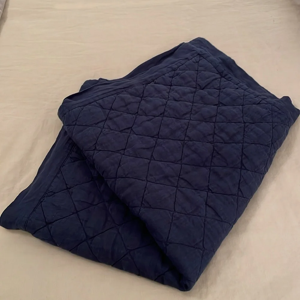 Pottery Barn Belgian linen sham cushion cover Euro color midnight dark blue XL